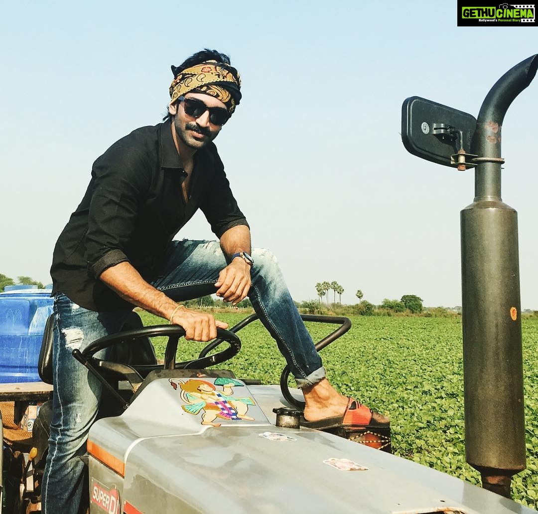 Aadhi Pinisetty Instagram - Farming....a visit to my Village after ages.!