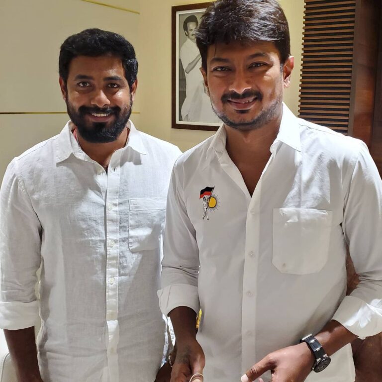 Aari Instagram - Very happy to meet and wish @udhay_stalin on a resounding victory.... let the sun shine be bright and might in our state of TamilNadu