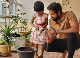 Aari Instagram - Happy birthday Riya. A seed today is a food source for tomorrow. Naanum Oru Vivasayi.. Let's grow our own food needs. Our little terrace gardening.. #Marvommaatruvom