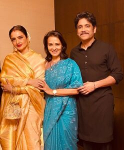 Amala Akkineni Instagram - Spent a most memorable evening with Rekhaji -  she is gifted and gracious in every way!
Rekha ji received the ANR National Award for 2019.
She spoke beautifully and also presented the degrees to graduates of Annapurna College of Film and Media blessing the students for a bright future .
Thank you for touching all our hearts Rekhaji 🙏
#anrnationalaward #anrliveson @acfm_official