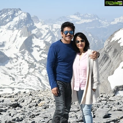 Amala Akkineni Instagram - Glacier 3000 with Nagarjuna! #swissdiaries