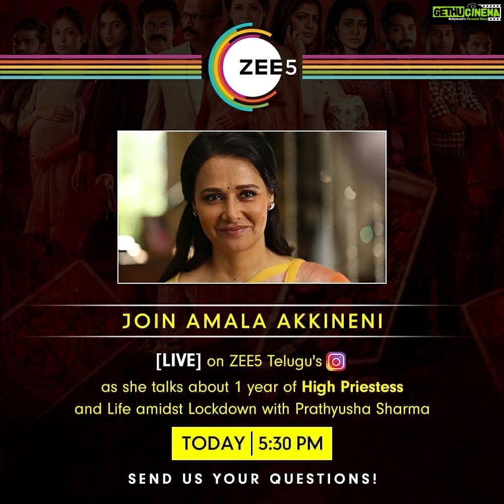 Amala Akkineni Instagram - Join me live today at 5.30 pm IST on @zee5telugu Instagram handle to celebrate 1 year of the web series High Priestess. Please send in your questions to @zee5telugu. See you soon!
