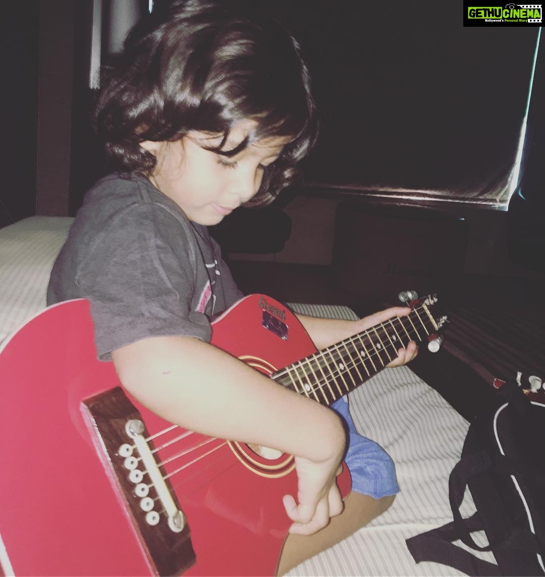 Amrita Arora Instagram - Start 'me young 🎸#RayaanLadak