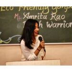Amrita Rao Instagram - This morning has been simply incredible!✨ I & the team of @beachwarriorsindia visited an amazing school to interact with their lovely students. The Students saw the #EcoBappaMorya Awareness Video, and then we had an interactive session. I was most surprised by their intrigue about questions & their Enthusiasm To Bring A Green Change 😊! Lateron thr led me to their Art Class where students were sculpting their own shadu mati Ganpati, The students were truly enjoying themselves while working on those cute little Eco-friendly murtis! . . I feel Every School should inspire their students to appreciate the nature and findl eco -friendly alternatives!💚 Campaign #EcoBappaMorya WILL go on even after the festival. . . We plan to visit as Many Schools As Possible to inspire the idea of Eco-friendly Ganesha in the hearts & minds of such lovely students!☺ And this goes without saying… Stay tuned for more “Eco-friendly updates”!💚 Sri Sri Ravishankar Vidya Mandir