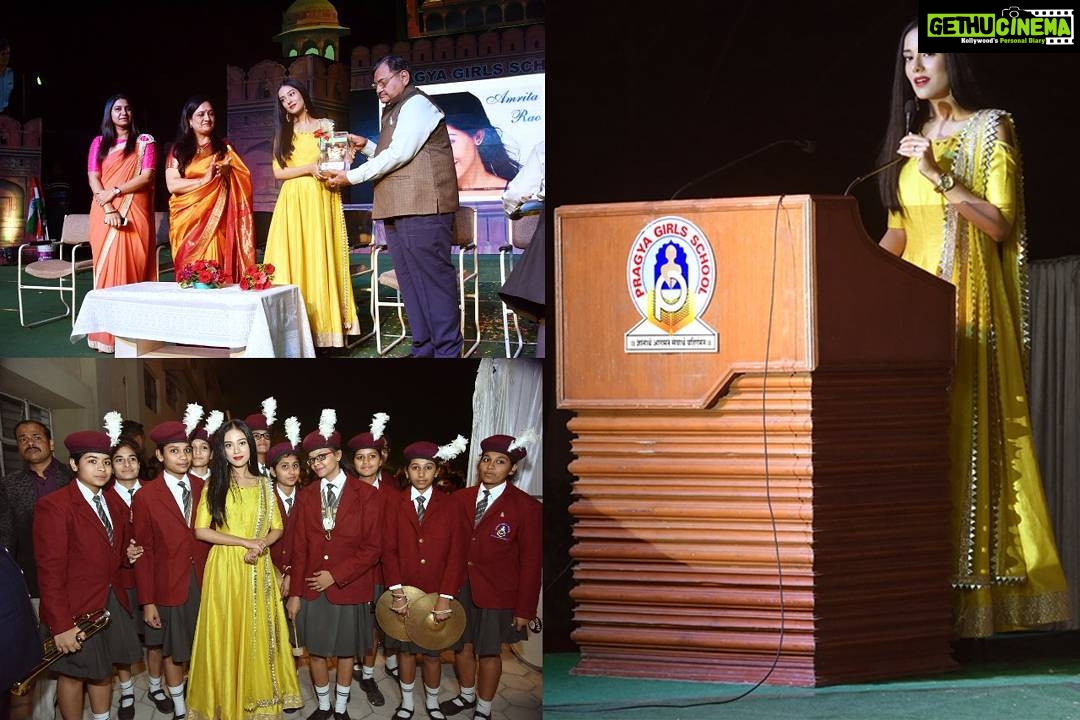Amrita Rao Instagram - EVENT - INDORE : ... BACK TO SCHOOL IS SO COOL !!! Thank You 'Pragya Girls School ' - Indore for the most adorable welcome. Loved Ur Annual function Theme - "Matrubhumi Namostutey" #HeartFeltPerformannces #patrioticspirit #JaiHind 🇮🇳 #PragyaGirlsSchool