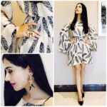 Amrita Rao Instagram - LAUNCHED MY WEBSITE : AT FACEBOOK INDIA 😍 www.amritarao.website ......... #MyStyleFile: Feather Printed Cold Shoulder Dress : Bhumika Sharma Ring by @koharjewels Earrings by @paromapopat Styled by @prachishah327 Facebook Mumbai Office