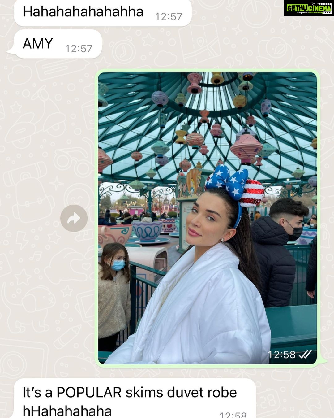 Amy Jackson Instagram - My karma for having the audacity to go to Disneyland without my toddler… slide right 🙃 #DisneyinaDuvetDay { Genuinely thought you were just being extra fashun this time @kstewartstylist } Disneyland Paris