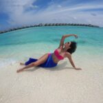 Amyra Dastur Instagram - The sea below me and the sky above me. It makes me feel small, it makes me feel free…… 🌊🏝☀️🌏 . . . Styled by @malvika_tater Swimsuit @studioverandah Maxi Wrap Skirt @ayudaclothing LUX* South Ari Atoll