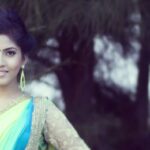 Anaswara Kumar Instagram - 🌹😊🦄 #greensaree #desiswag