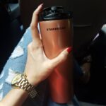 Anjena Kirti Instagram - Coffee on the Go.. #starbucks #tea #onthego #carfie #Coffee ❤