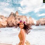 Anju Kurian Instagram - I’m happy out here. Messy hair, dirty feet & wild water on my skin; this is where I belong✨ #lovegodscreation #universallove #algarve #beautifulplacesonearth #blissfullife P.c - @jenson_16 MUAH - @renuka_mua Design - @thedressshopchennai