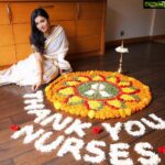 Anju Kurian Instagram - While most of us are lucky to be safe and sound at home with our loved ones, it is all possible because of the spirit of nurturance shown by our nurses. So in these tough times, I strongly believe we must shower them with love & gratitude. This Onam, I am proud to dedicate my Pookolam to the nurses of our country and I urge you all to join in and bring the joy of Onam into their lives. Use the #ThankYouNurses and tag @parachute_advansed Stay safe & stay blessed. Onashamsakal! . . . . P.C- @amrutha.mariam Styling - @veenaviji_ Accessories- @made_for_hers