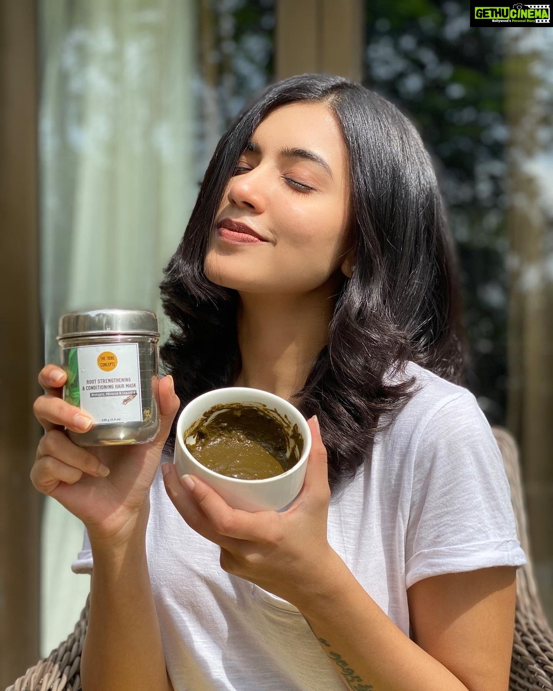 Anju Kurian Instagram - What a find ! @thetribeconcepts Root Strengthening Hair Mask has been a savior for my monsoon frizz. Love Love Love the packaging of the cute steel tin. Somehow I really love the fact that they come in powder form which makes it completely preservative and chemical-free. I mixed it with plain water, but you can also mix with yogurt. Make a thick paste and leave it on for 30mins- 1hr. Let me know in comments if you would like to give powdered hair conditioners a try? * * * #thetribeconcepts #Backtoroots #VocalforLocal
