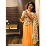 Aparna Balamurali Instagram - It was a pleasure to wear @macawz_designs for the inaugration of the most prestigious Anna Kitex group, perinthalmanna. And accessorised by my favourite @pradejewels 🧡 #florals #favouritecolor Perintalmanna