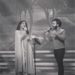 Aparna Balamurali Instagram - One of the best stages 💙 Thank you @harisankar_ks chetta for supporting me. It was great to share the stage with you. To many more stages ✨ Thank you @samamofficially and @mazhavilmanoramatv ✨ #engeyumeppozhumspb Styling : @styled_by_gk Costume execution : @shimna_abdulla_ Jewellery : @ladyvalayil Make up : @rgmakeupartistry Hair : @sudhiar.hairandmakeup Assisted by : @__neha.fathima__