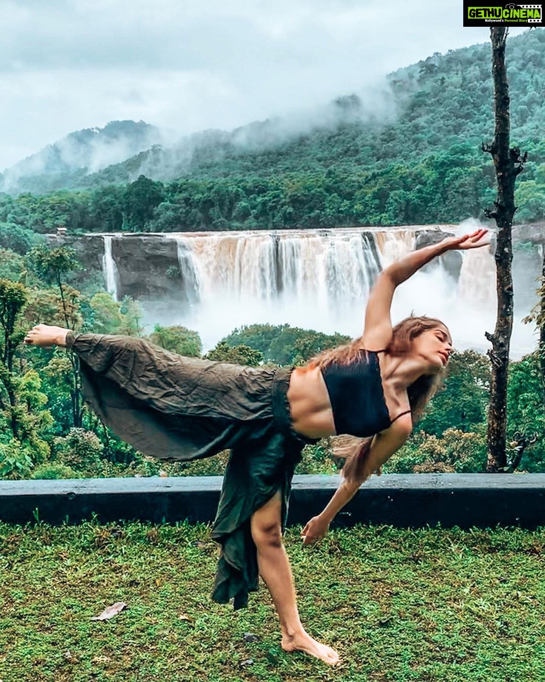 Aparnaa Bajpai Instagram - Movement is the unifying bond between the mind and the body, and sensations are the substance of that bond. :- Deane Juhan Athirappily Waterfalls,kerela,india