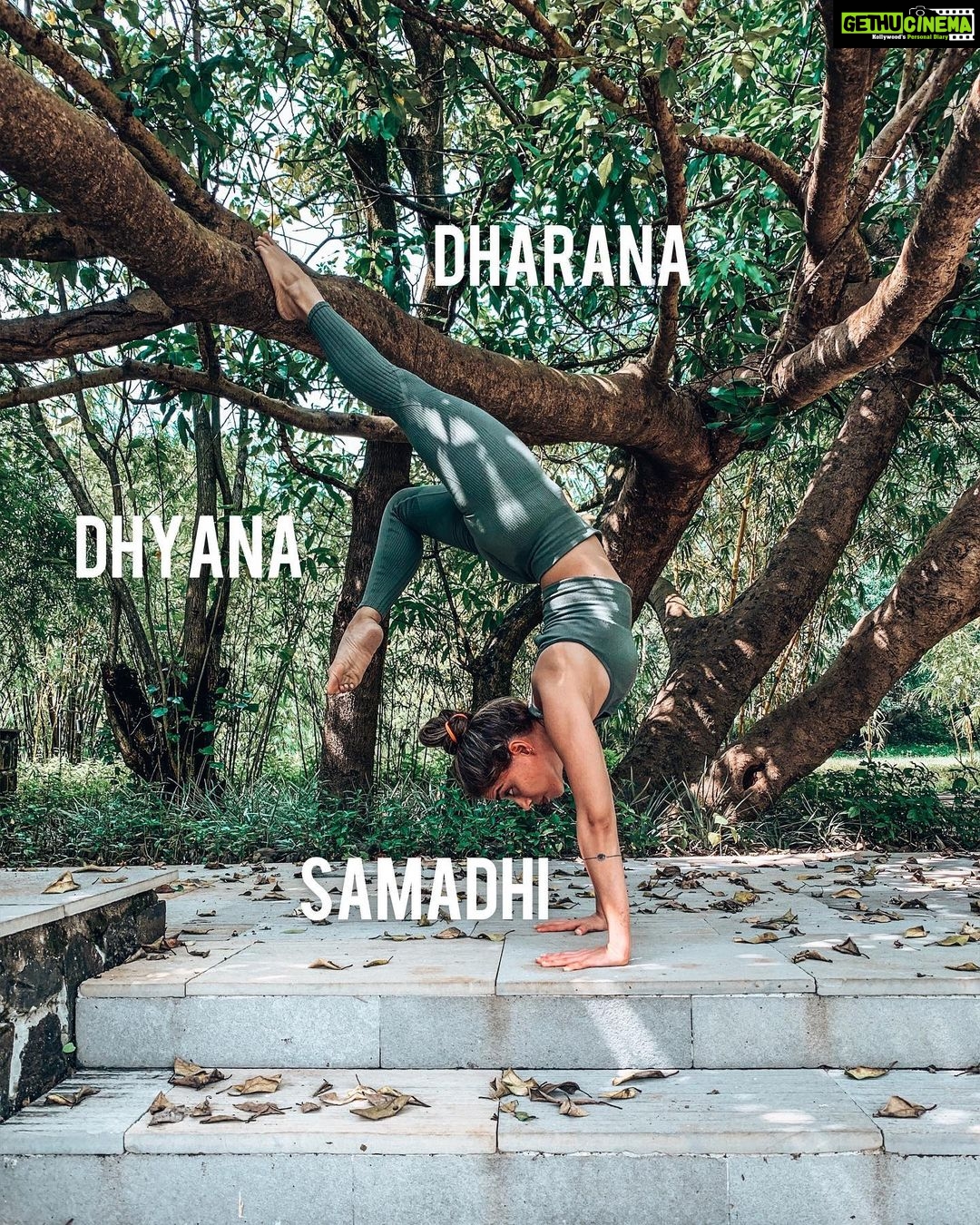Aparnaa Bajpai Instagram - Contd... And after understanding from the previous two posts, y’all know that a yogi’s primary goal is samadhi & to reach that he has to follow the path of ashtanga (8 limbs) yoga. - After pratyahara which is turning inwards by withdrawing from his senses, a yogi enters DHARANA. This is the most important part of meditation which is ‘concentration’. During this stage a yogi puts all his awareness, focus & concentration on one object (which is subtle in the inner realm of the mental plane). - After mastering this one pointed concentration, a yogi enters DHYANA. Which is meditation, when a yogi has totally submerged in his practice & has completely surrendered to the abyss of self knowledge, self reflection & self awareness. - Which leads to SAMADHI, when the yogi becomes one with his meditation, one with the knowledge, one with the self; one with the source. This Union is yoga🧘🏼♀️ OM✨ Patanjali's Yoga Sutras