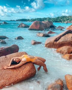 Aparnaa Bajpai Instagram - To the land I come from, To the air I breathe, To the sea I belong. You are the feed to my soul, Nature! I rest my case:-#wordsbyaparnaa 
.
.
.
#beach #beachbum #seychelles #praslin #ladigue #swimwear #travel #travelbucketlist #traveller