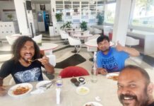 Aravind Akash Instagram - #maanaadu shoot for me from tonight!! Chill in with @silva_stunt and @venkat_prabhu