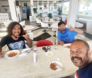 Aravind Akash Instagram - #maanaadu shoot for me from tonight!! Chill in with @silva_stunt and @venkat_prabhu