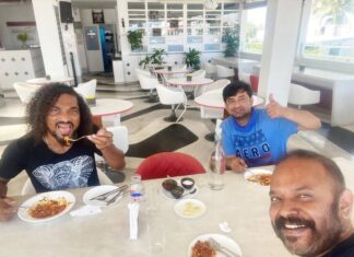 Aravind Akash Instagram - #maanaadu shoot for me from tonight!! Chill in with @silva_stunt and @venkat_prabhu