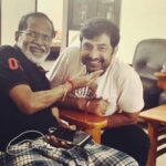 Aravind Akash Instagram - Met #gangaiamaren appa after ages! Love u pa!! Thanks for the click Machi @venkat_prabhu