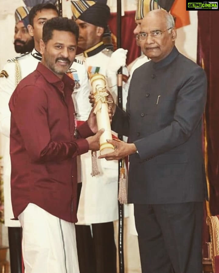 Aravind Akash Instagram - President of India presents Padma Shri to Shri Prabhu Deva for Art. A choreographer, film director, producer and actor, he has worked in Tamil, Telugu, Hindi, Malayalam and Kannada films. In a career spanning 25 years, he has performed and designed a wide range of dancing styles.