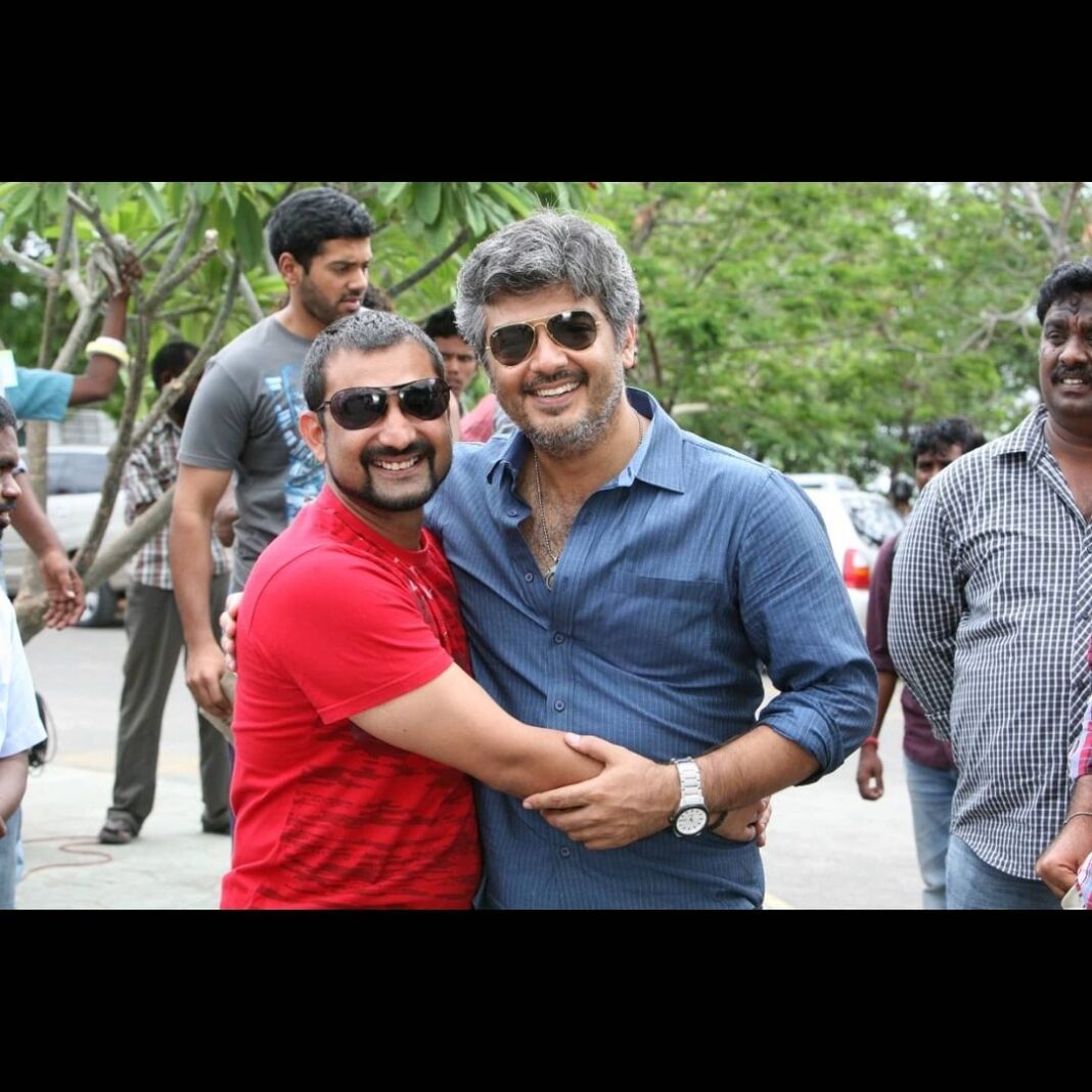 Aravind Akash Instagram - For the world his THALA, for me his my BIG Brother ❤️ Blessed to be part of Mankatha memories 🙏🏼 Love you always Anna, ops sorry Thala! Thanks @venkat_prabhu for flashing me up and thanks @sakthi_saravanan #thala #thalafans #thalaajith #ajith #cinema