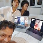 Arjun Sarja Instagram - A fun set up by my daughters, who also acted like sons so I’m not the only man in the house( house of 6 women, including my dog!) @aishwaryaarjun @anj204