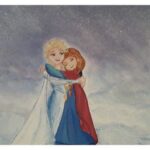 Arthana Binu Instagram - Here's an acrylic painting which I did to impress my sister to patch up with her an year ago. Didnt have the guts to post it then so just confined it within my insta story back then. But now I genuinely feel that it's worth a post for the time and effort I invested in to bring a smile on @meeghal_elza. Well for both of us she is my Elsa and I am her Anna. And yeah I think it's high time to get rid of my inhibitions and boost my confidence. #canvaspainting #acrylicpainting #elsaandanna #frozen