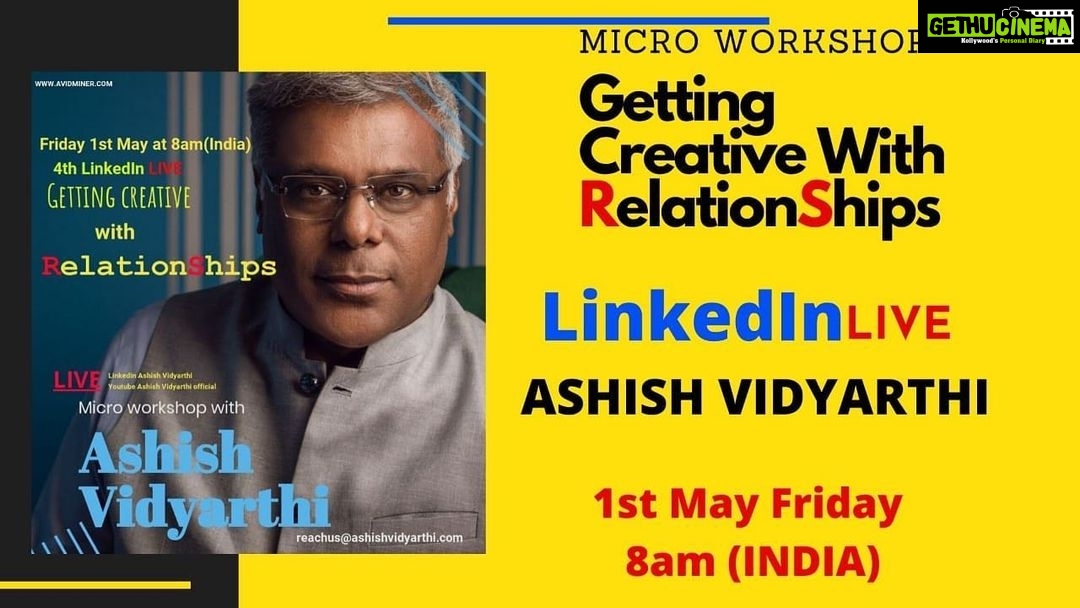 Ashish Vidyarthi Instagram - Life throws many challenges at each of us.. While dealing with them... Having allies helps. Alliances happen through Nurturing relationships.. What are the tenets which allow us to have strong relationships? What is it that we need to put into it? Look forward to seeing you at 8am, tomorrow, 1st May, Friday... on LinkedIn LIVE...on my LinkedIn Profile. https://www.linkedin.com/in/ashishvidyarthi-avidminer Come with a Key relationship in your mind, that you want to impact. A notebook, pen or screen & Stylus.. And a Cuppa to keep you company as you take a deep dive with me. Look forward to having you participate. 4th Micro Workshop Getting Creative with "RELATIONSHIPS" Alshukran Bandhu Alshukran Zindagi #relationshipmanagement #futurenow #actionforhappiness