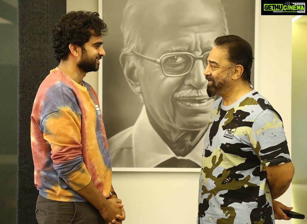 Ashok Selvan Instagram - When the student met the Vaathiyaar! Absolute honour. And thankful for calling our team and appreciating for #SilaNerangalilSilaManidhargal in his busy schedule. #FanBoy for life. @ikamalhaasan