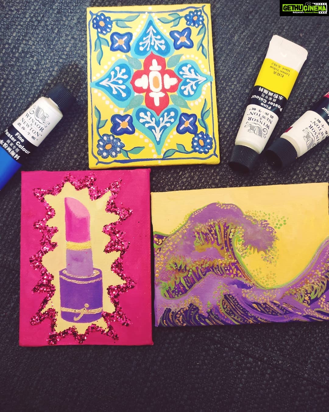 Ashwin Kakumanu Instagram - @son_emk started making these little fridge magnets for our friends. From top to bottom Moroccan tile, lipstick explosion and radioactive waves! She's good with her artwork!