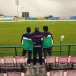 Ashwin Kakumanu Instagram - Coach and players at the Dharamshala cricket stadium. Semma view! #luckynumber3 #pumabrothers