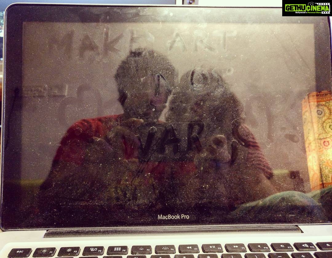 Ashwin Kakumanu Instagram - Little creativity at home before I clean my laptop (long overdue! ) 😷😇#messageonthescreen #whatdoyousee #dustitoff