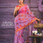 Athmiya Instagram - 🌸🌸❤️Felt amazing and happy wearing this lovely floral saree from @sarithajayasurya_designstudio 🥰 ..many thanks beautiful souls🥰 @sarithajayasurya😍 @jeesjohnphotography 😍@sreshtamakeup 😍❤️🌸🌸