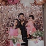 Bhama Instagram - Gauri’s First Birthday ♥️ @party.genie Pink attires: @t.and.msignature @shabeerzyed_photography @2b1_films @meralda.jewels @shibin4865 Arun’s attire : @men_in_q_wedding