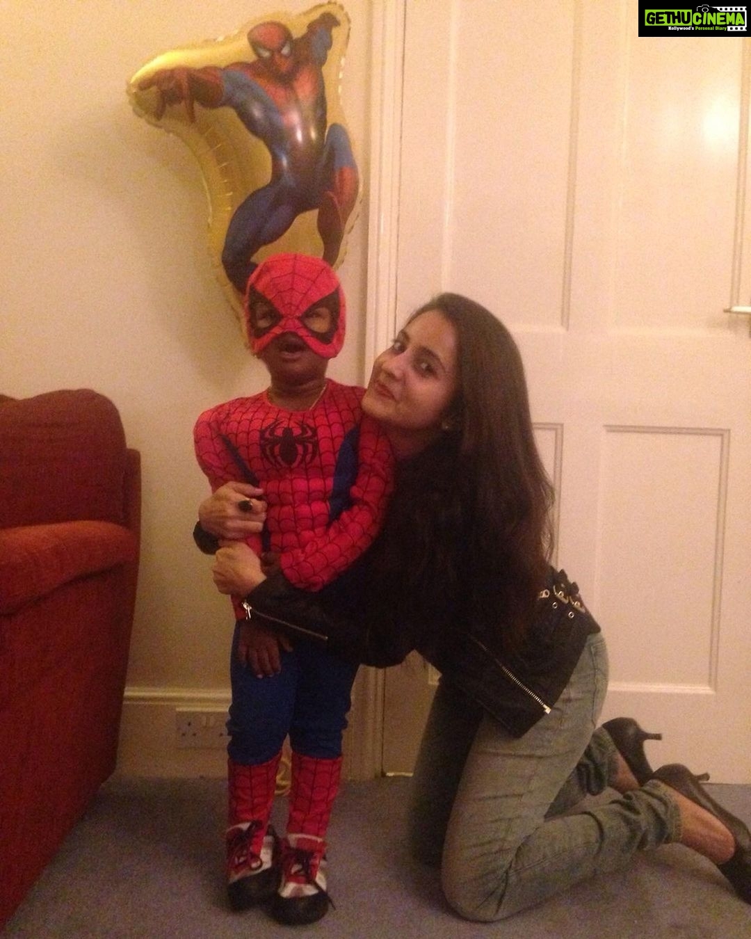 Bhama Instagram - #With my spiderboy♥️ #kichu darling #throwback #london days #missing scene Chorleywood