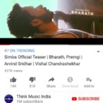 Bharath Instagram - Trending on no 7 !! Overwhelming response for the teaser of Simba !! Pls share and support team Simba for the cult attempt we have tried !! Thank u all 🙏🏻🙏🏻