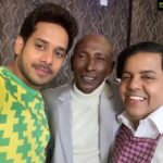 Bharath Instagram - First day shoot for "pottu" started on a humour mode !! Enjoying every bit of it with these 2 comical kings !!😜