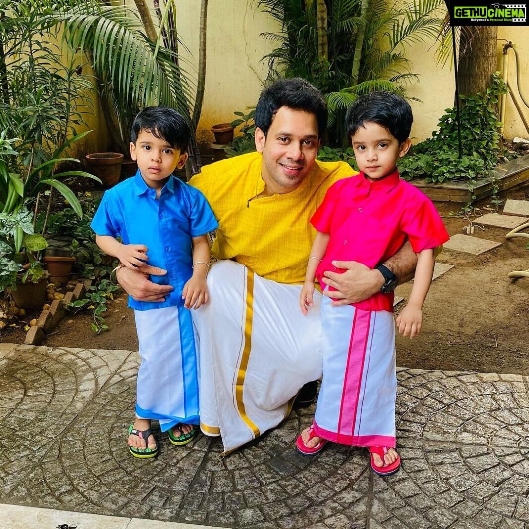 Bharath Instagram - Happy Pongal everyone !!! #pongal #aadhyan #jayden #célébration