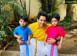 Bharath Instagram - Happy Pongal everyone !!! #pongal #aadhyan #jayden #célébration