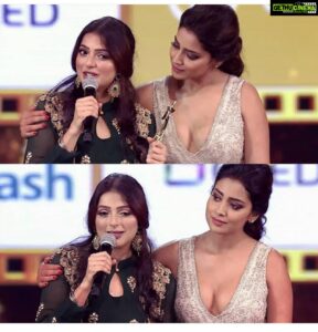 Bhumika Chawla Instagram - With Shriya Saran in Dubai # during Siima Awards # 2018