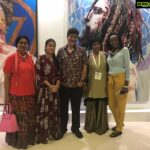 Bhumika Chawla Instagram - At the Dubai Art # with Bharat's paintings at the back and few other art admirers