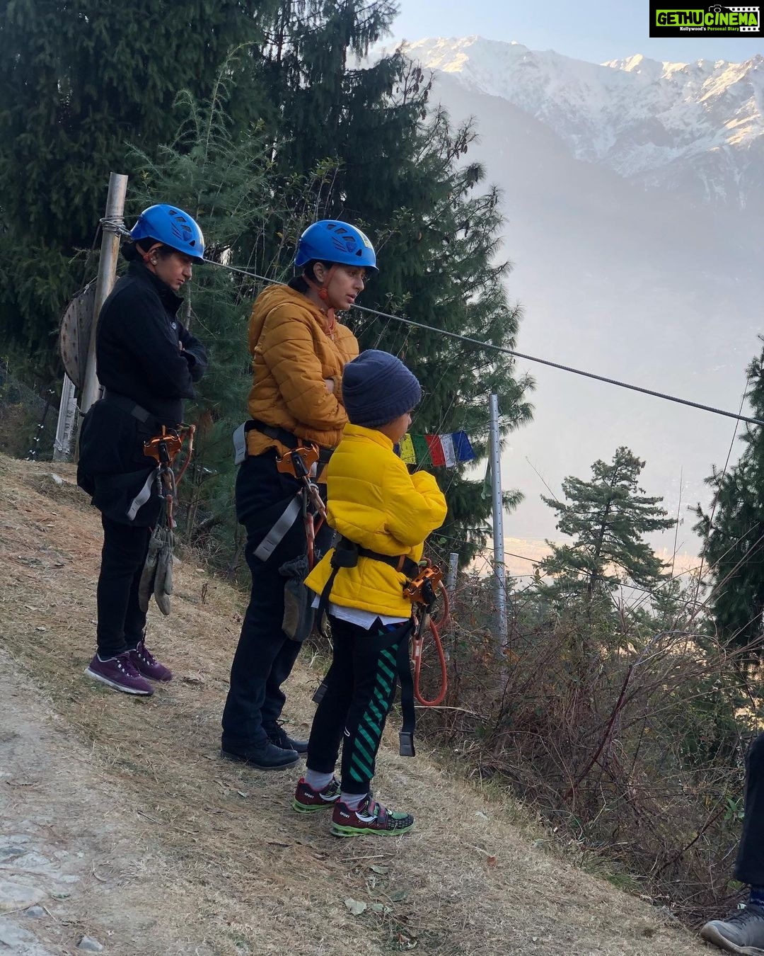 Bhumika Chawla Instagram - When you decide to go Zip lining ... when the little one cheers you and motivates you and you decide to share the adventure ... partners in crime ✨⭐️