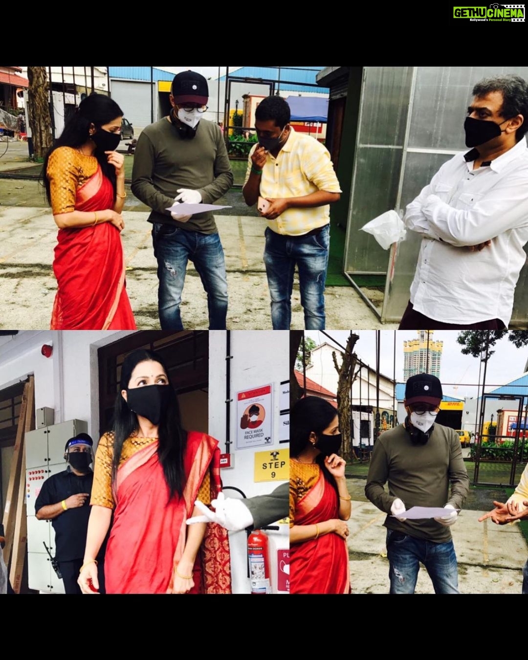 Bhumika Chawla Instagram - On sets after 6 months .... this is the new normal sanitising hands , wearing masks ... taking care ...
