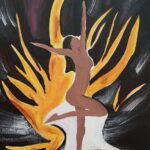Bhumika Chawla Instagram - Good Morning.... Dance and Rise above the fire ...... Another one of my old paintings . Done. Long time ago