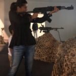 Bhumika Chawla Instagram - At Zen Technologies .. Hyderabad.. what an amazing experience .. Firing .. hitting the target .. and then the moving target in Simulators .. Thank you 🙏 for a wonderful tour around . Proud of the team