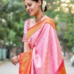 Bindu Madhavi Instagram - Let’s flip to Traditional..... Saree - @pashudh Blouse - @archana.karthick Jewellery - @theamethyststore Makeup & Hair - @whatawink Photography - @dilip.sarangan & @sat_narain Styled by @Blueprint_By_Navya_Divya & @DesignByBlueprint