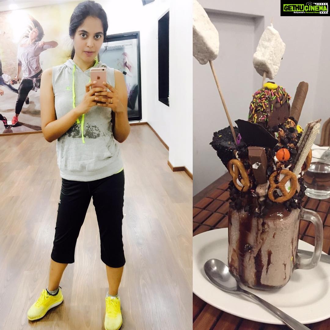 Bindu Madhavi Instagram - Post bokwa binge...... #monstershake #nutellacream